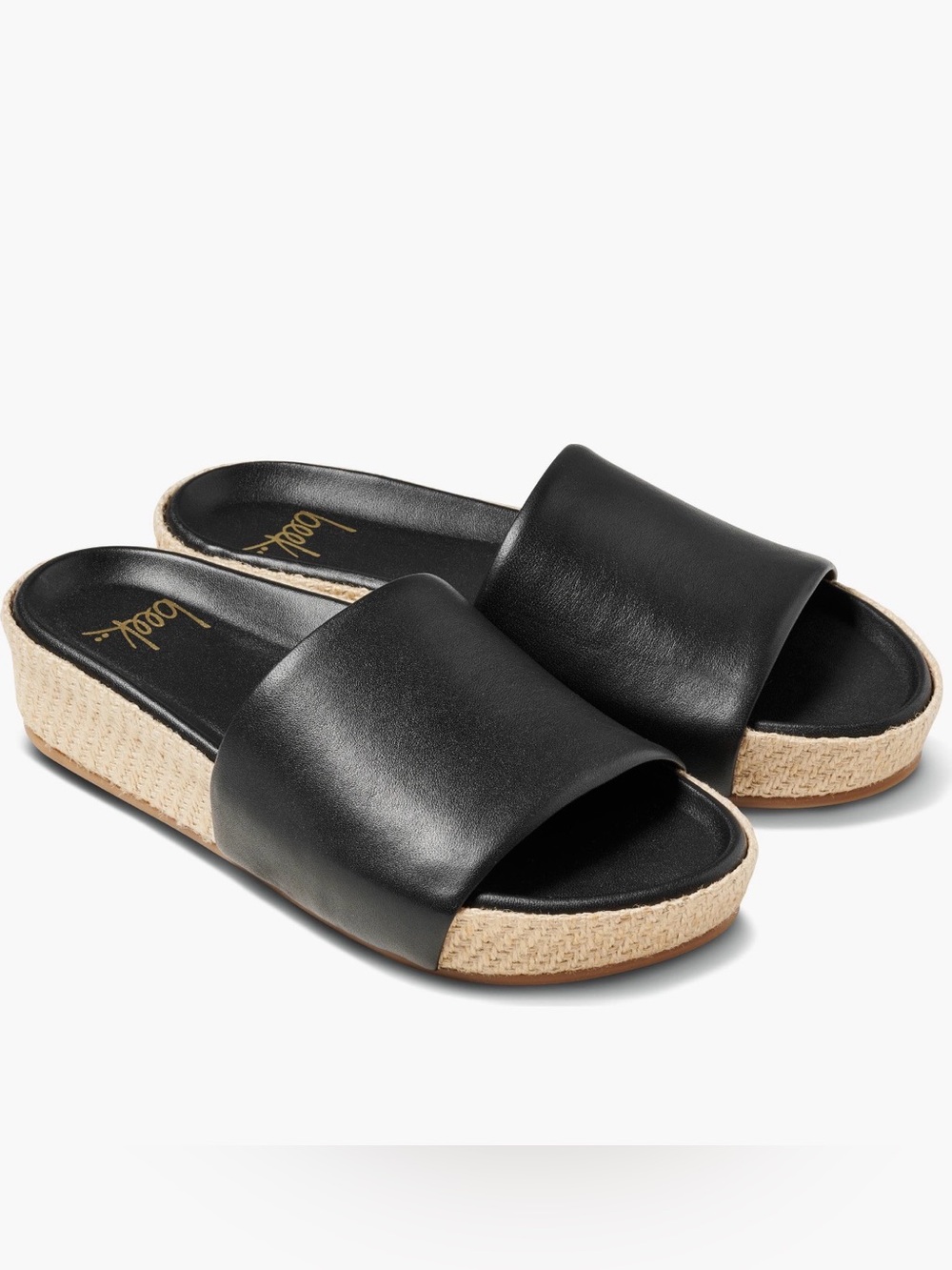 beek Pelican Black Sandals with Natural Espadrille Sole - Size 8 NIB